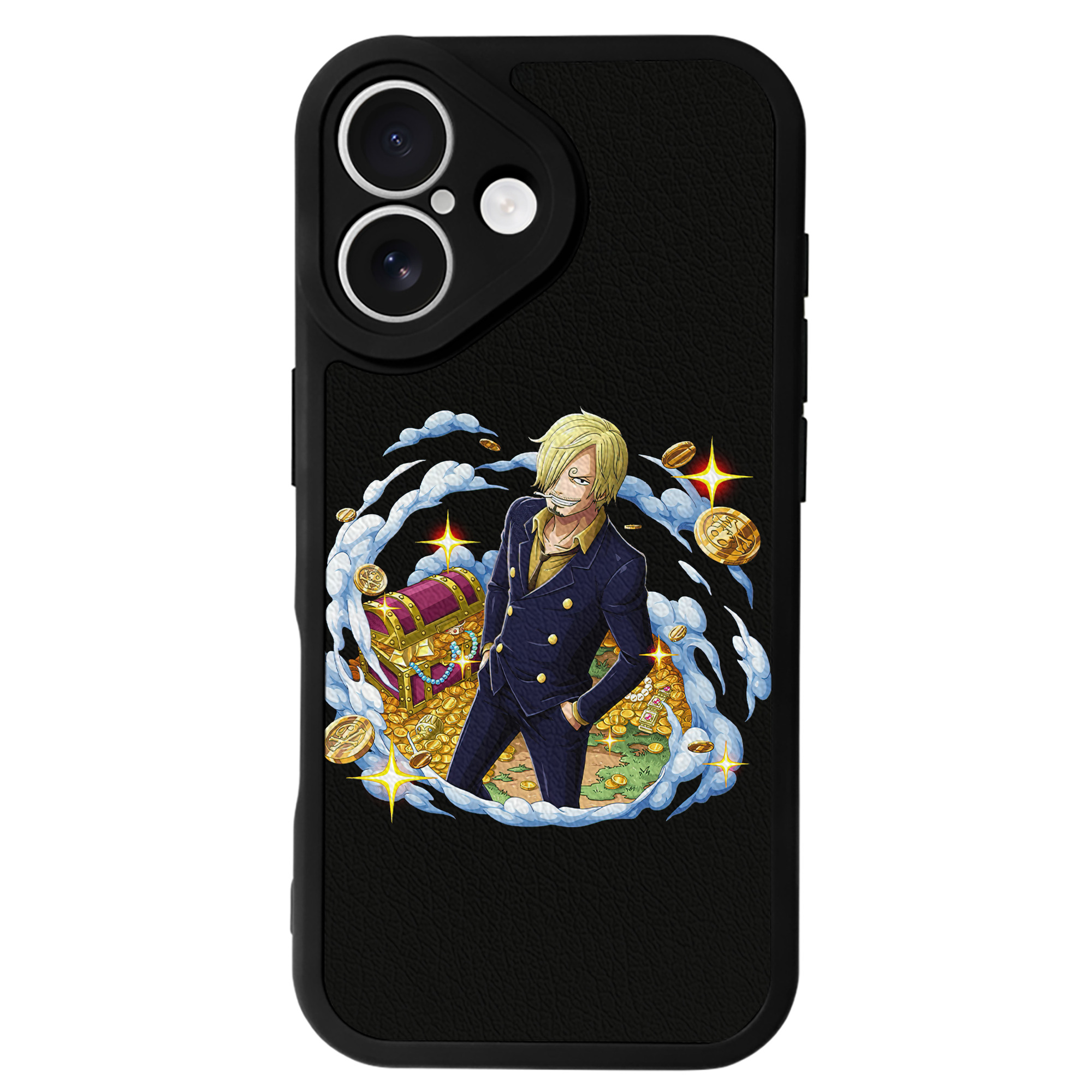 （画像用） ワンピース サンジ ONE PIECE Sanji 【iPhone 16シリーズ対応】シリコンスマホケース（レザー調） 材質：シリコン